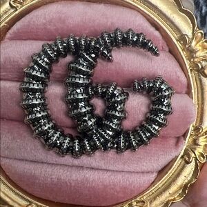 Gucci dark silver grey brooch pin new